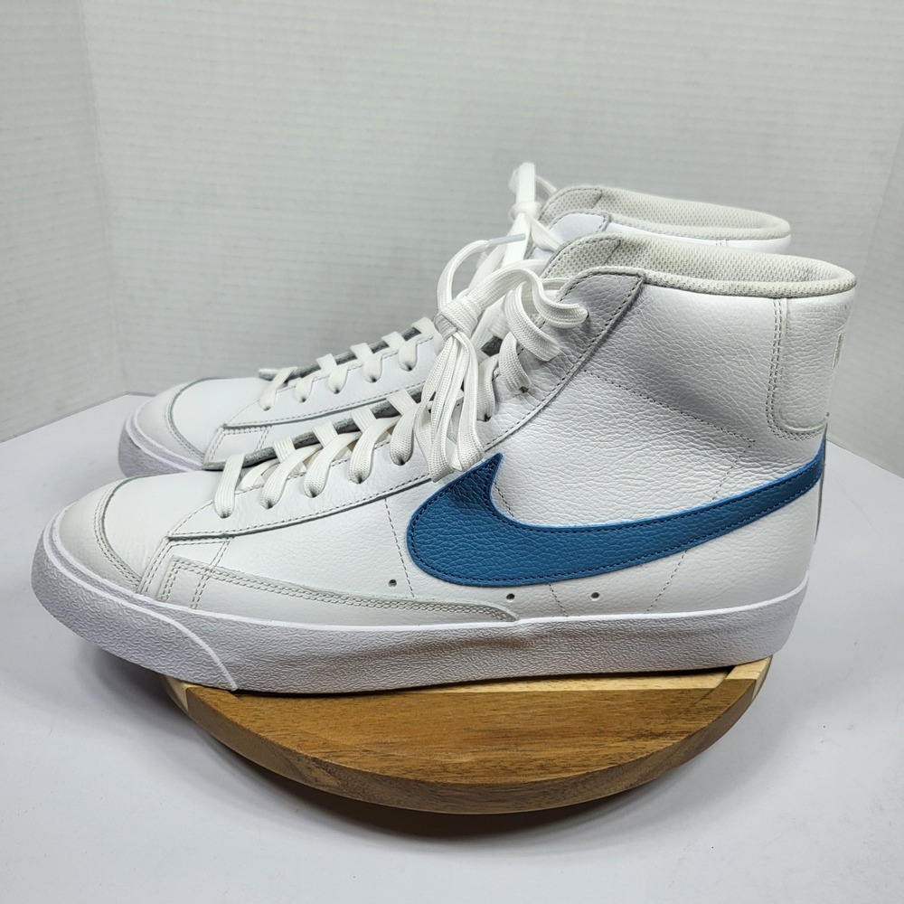 Nike Blazer Mid 77 By You Mens 13 White Blue Excellent Custom Leather DO7432-900